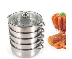 OUKANING Dämpfer Kochtopf Edelstahl Dampfgarer Dampfkocher Dampfkochtopf Gemüsedämpfer Topf 26cm(Nicht für Induktionsherd geeignet)