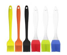 6 Stück Silikon Backpinsel, FineGood Lebensmittelqualität hitzebeständig Öl Butter Backpinsel für BBQ Grill Kochen Backen – Orange, Schwarz, Gelb, Rot, Blau, Grün