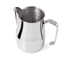 Premium Milchkännchen 750ml (Skala 420ml - 600ml) aus rostfreiem Edelstahl für den perfekten Milchschaum in Barista Qualität - schwere Edelstahl Milchkanne mit Skala