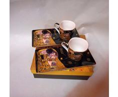 Atelier Harmony Kaffeetassenset Gustav Klimt Espressoset Der Kuss schwarz inkl. Geschenkbox Espressotassen Geschenkset