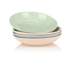 Vancasso Victoria 4-teilig Porzellan Suppenteller, Bunt, Pastateller, Ø 21,5 cm Tiefteller für Tafelservice