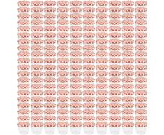 WELLGRO® Einmachgläser mit Schraubdeckel - 230 ml, 8,5 x 6,5 cm (ØxH), Glas/Metall, rot karierte Deckel To 82, Gläser Made in Germany, verschiedene Mengen wählbar, Stückzahl:200 Stück