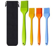 wavraging Backpinsel Silikon Hitzebeständig Verbreitung Öl Soße Butter Marinaden für BBQ Grill Barbecue Backküche Kochen,Silikonpinsel Desserts Kuchen Fleisch,Spülmaschine Sicher,4-Teiliges Set