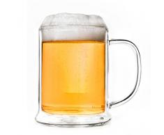 Creano doppelwandiges Bierglas 500ml, Thermoglas Beerglass, Bierkrug, Humpen