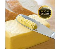 SmartHitech 1-Set Edelstahl-Butterverteilermesser, 3-in-1-Spreader-Slicer Butter Curler-Messer mit gezahnter Schneide