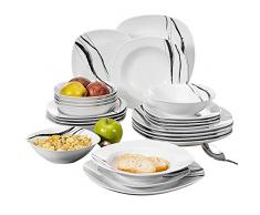 VEWEET, Tafelservice Teresa aus Porzellan 18/36-teilig Geschirr Set, 20/40-teilig Frühstücksservice, 24/48-teilig Tafelservice, 30/60-teilig Kombiservice Tafelservice Set (24-teilig Tafelservice)