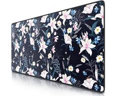 CSL - XXL Mauspad Gaming 900x400 mm - XXL Mousepad groß mit Motiv - Tischunterlage Large Size - verbessert Präzision und Geschwindigkeit - auch für Roccat Razer Logitech Maus und Tastatur - Flowers