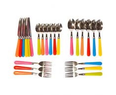 DRULINE Edelstahl Rostfrei 24 TLG. Besteck Set Essbesteck Steak Messer Gabel Esslöffel Teelöffel aus Edelstahl Hochwertige,Mehrzweckgebrauch für Haus, Küche, Restaurant Besteck Sets Bunt