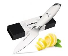 Godmorn Schälmesser Obst-Gemüsemesser Küchen Messer 12 cm mit Deutscher Klinge aus rostfreiem Stahl mit weißem Griff, Frucht und Gemüsehaut schälend Küchen Messer