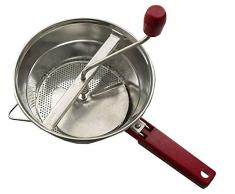 Preisjubel Passiermaschine mit 3 Einsätzen, Weißblech, verzinnt, Passiergerät, Passiermühle, Obstpresse