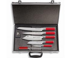 Dick Messerset, hochlegierter rostfreier Stahl, Rot, 6teilig