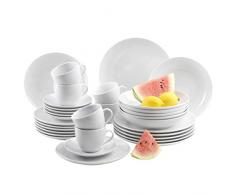 Mäser Barca Geschirr-Set für 6 Personen, 30-tlg. Kombiservice, Weiß, Porzellan