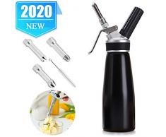 Ancocs Schlagsahnebereiter, Schlagsahnespender mit 3 Edelstahl Dekorationsdüsen, Sahnespender 500ml, Sahnebereiter Sahnesyphon Sahnesprüher (Nicht enthalten sahnekapseln) für Sahne, Mousse, Saucen