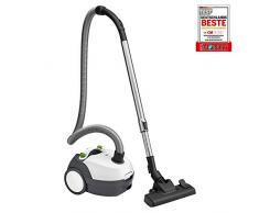 Clatronic BS 1300 Staubsauger, 5-fach Mikrofiltersystem, Edelstahl-Teleskoprohr, Staubbeutelwechselanzeige, 700 Watt, weiß / grau