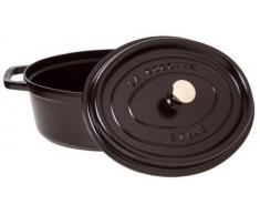 Staub 40509-319-0 Cocotte/Bräter, oval mit Deckel 31 cm, 5,5 L, mit mattschwarzer Emaillierung im Inneren des Topfes, schwarz