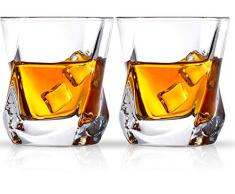 Cooko Whisky Gläser, Luxus Kristall Gläser Set, Non-Leaded Clarity Whiskyglas, Wein Zubehör,Set von 2 Gläser für Wein, Cocktails oder Saft (250ml/8.8oz)