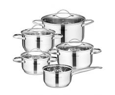 Velaze, Edelstahl Topf 9-teilig Set, Serie Miki, Topf- und Pfannenset mit Innenskalierung, Induktionsgeeignet