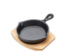 Master Class Bratpfanne Artesa, durchmesser 13 cm, Gusseisen, Mini, mit Servierbrett aus Ahornholz