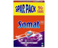 Somat 10 All in 1 Extra Multi Aktiv, Spülmaschinen-Tabs, Sparpack, 90 Tabs, extra kraftvolle Reinigung und Edelstahlglanz