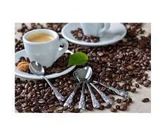 GRÄWE Espressolöffel 6 Stück, Espresso Löffel aus Edelstahl, spülmaschinengeeignet - Rosendekor