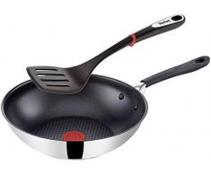Tefal Jamie Oliver Induktion Wokpfanne 28 cm + WMF Pfannenwender, Pfanne mit Antihaftversiegelung, Thermo Spot, hitzebeständige Griffe mit Silikon Einlage, Antihaft Bratpfanne, Induktionsherd geeignet