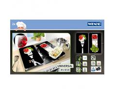 Wenko 2521451100 Herdabdeckplatte Universal Caprese - 2er Set, für alle Herdarten, Gehärtetes Glas, 30 x 1.8-4.5 x 52 cm, Mehrfarbig
