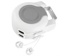 mDesign Wäscheleine ausziehbar – zweileiniger Wandtrockner für drinnen und draußen – auf je 12,8 m ausziehbare Wäscheleine für Badezimmer, Waschküche, Garten oder Reise – weiß