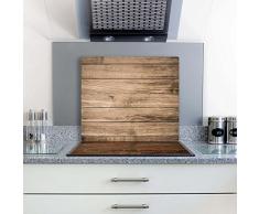 decorwelt | Herdabdeckplatte 60x52 cm Ceranfeldabdeckung 1-Teilig Universal Elektroherd Induktion für Kochplatten Herdschutz Deko Schneidebrett Sicherheitsglas Spritzschutz Glas Holz