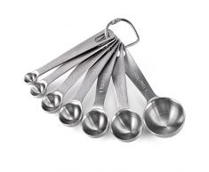 U-Taste Messlöffel Set mit 7 Löffel Messbecher Set Edelstahl 18/8, Measuring Spoons Küche Messbecher für Flüssige und Feste Koch