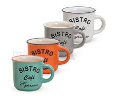 matches21 Espressotassen Espresso Tassen Becher 4-tlg. Set Emaille-Optik Keramik 6 cm / 100 ml Keramiktassen