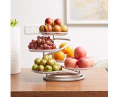 LVLONG 3-Schicht-Metalltisch Obstkorb, geschichtete Service-Schreibtisch 5 Teller Obst Tablett, Obstkorb mit Acryl Tablett Dessert Tisch Display