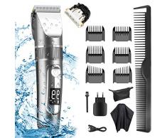 Haarschneidemaschine, IGYLAR Profi Haarschneider bartschneider langhaarschneider braun barttrimmer set IPX7 Wasserdichter USB-Wiederaufladbarer LED Display Bartschneider