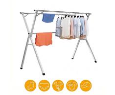 XNDCYX Klappbarer Wäscheständer, Edelstahl Rostfrei, Standtrockner Ausklappbarer, Turmtrockner Ausziehbar, Kompakter, Mit 12-24 M Trockenlänge, Für Balkon, Haus, Garten, Terrasse,2.0
