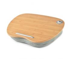 KIKTS Laptopkissen Bambus Tragbare Knietablett Laptop-Schoßtablett Kniekissen Unterlage Für Laptops Bis Zu 14 Zoll, 40 * 30Cm (Graue)