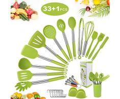 AYAOQIANG Silikon Küchenhelfer Set 33 pcs Kochset, Home Kitchen Cooking Tools hitzebeständig Küche Utensil Set, Zange, Schneebesen, Pfannenwender, Nudellöffel, Suppenkelle, Spatel.