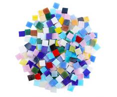 Glas Mosaiksteine (800 Stk) - 1x1 cm Glassteine Bunt Mosaiksteine Zum Basteln Glasnuggets Mosaik Bastelset als Wohnaccessoire, Deko Steine für Wand, Teller, Tasse, Blumentopf, Spiegel - 0,3 cm dick