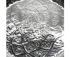 TABLETT ALUMINIUM RUND ORIENT DESIGN KERZE TEELICHT METALL SILBER TEETABLETT NEU TABLETT SERVIERTABLETT + BRILLIBRUM® FLYER (Tablett 45 cm Ø)