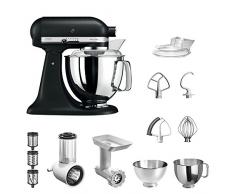 KitchenAid Küchenmaschine Artisan 5KSM175 STARTER PAKET inkl. Gemüseschneider Fleischwolf und Standardzubehör Dein Einstieg in die KitchenAid Welt (Gusseisen Schwarz)