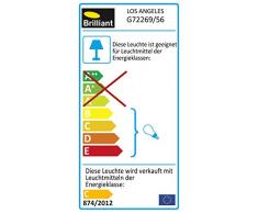 Brilliant Los Angeles Pendelleuchte, 6-flammig Schiffchen, höhenverstellbar, G4, 6 x 20 W / 300 lm, 2800 K, Metall/Glas, altkupfer/champagner G72269 / 56