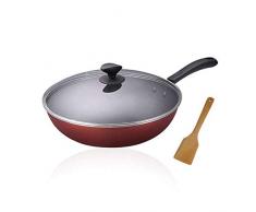 RATIO Wok, Pfanne, Hartglasabdeckung, Kratzfeste Beschichtung, Wok-Antihaft-Bratpfanne, rauchloser Topf, Suppentopf, für Gas-Induktionsherd elektrische Keramik