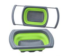 JHion Zusammenklappbar Sieb für die Spüle Klappbar Abtropfsieb über die Spüle Vegtable/Obst Küche Sieb Grün