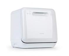 Klarstein Aquatica - Mini-Tischgeschirrspüler, EEC A, 125 kWh/Jahr, 2 Maßgedecke, freistehend, Installationsfrei, 360° Wäsche, 3 Programme, Touch Control, Wasserverbrauch: 5 Liter, weiß