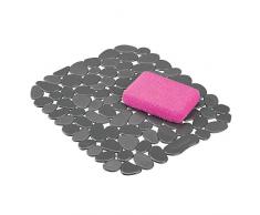 mDesign Spülbeckeneinlage zum Zuschneiden – praktische Spülbeckenmatte aus PVC für die Küche – Spülbecken Schutzmatte für Geschirr und Becken – Kieselsteinmuster in dunkelgrau