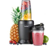 VonShef Personal Blender Multifunktionaler, leistungsstarker Smoothie-Mixer für Obst, Gemüse, Shakes und Eis-Zerkleinerer. Mit 800 ml und 500 ml tragbaren Bechern - 1000 W