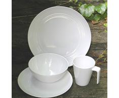 Melaminset Campinggeschirr 4-teilig Seramika weiß 1 Person