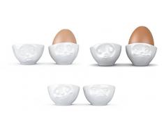 Fiftyeight 6er Eierbecher Set LECKER & OCH BITTE & GLÜCKLICH & HMPFF & KÜSSEND & VERTRÄUMT / weiß