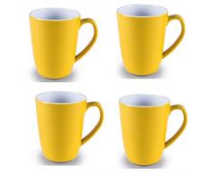 Melamin Tassenset in frischen Farben 4 Tassen gelb Campinggeschirr Geschirr Personen Picknick Camping Outdoor Party Becher Kaffeebecher Teetasse Trinkbecher 350 ml Camping Outdoor Henkeltasse modern