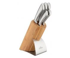OLEIO Messerblock mit Messer set, Bambus und Edelstahl Messerblock, 5tlg Edelstahlmesser, OLEIO BAST Serie