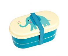 Rex International Bentobox für Kinder Lunchbox 2 Fächer + Besteck klein Motiv Elefant Elvis