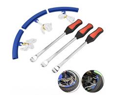 moonlux Reifenheber Reifen, Reifen Löffel Reifen Montiereisen Tire Spoons Lever Iron Tool Kits 3pcs Reifenheber montierhebel Werkzeug + 3pcs Rad Felge Protektoren Tool Kit für Motorrad Fahrrad Reifen